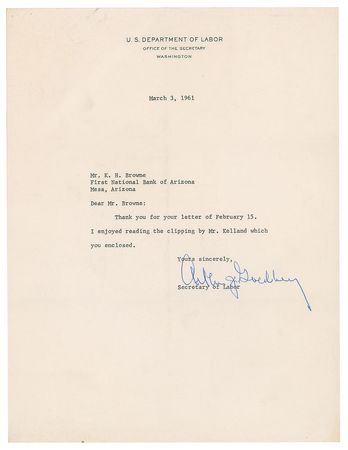 Lot #183 Arthur J. Goldberg - Image 2