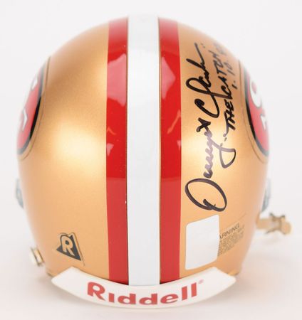 Lot #957 Joe Montana and Dwight Clark Mini Helmet - Image 2