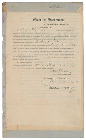 Lot #75 William McKinley: McKinley approves payment for a 