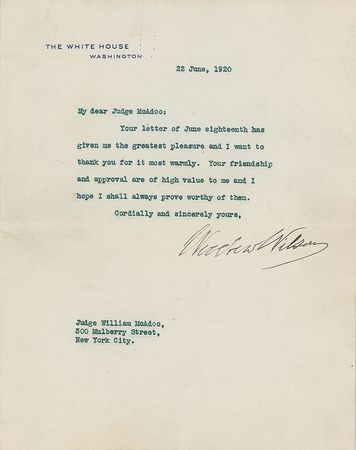 Lot #99 Woodrow Wilson Typed Letter Signed - Image 1