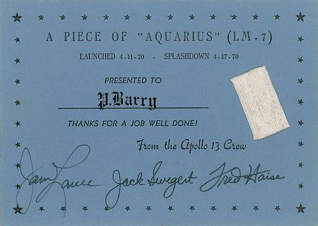 Lot #337 Apollo 13 Artifact - Image 1