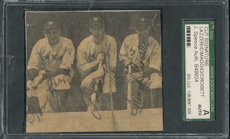 Lot #969 NY Yankees: DiMaggio, Lazzeri, and Crosetti Signed Photograph - Image 1