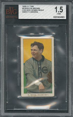 Lot #920 1909-11 T206 Sweet Caporal Mordecai Brown - BVG FAIR 1.5 - Image 1