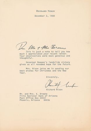 Lot #81 Richard Nixon Typed Letter Signed - Image 1