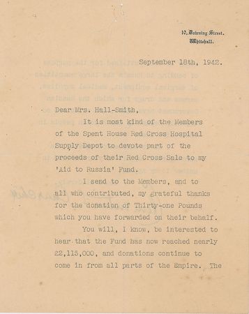 Lot #162 Clementine Churchill: Clementine Churchill raises funds for 