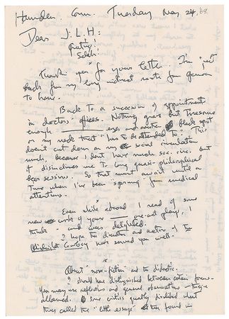 Lot #611 Thornton Wilder Handwritten Letter Signed - Image 1