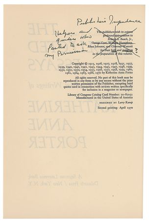 Lot #589 Katherine Anne Porter - Image 2