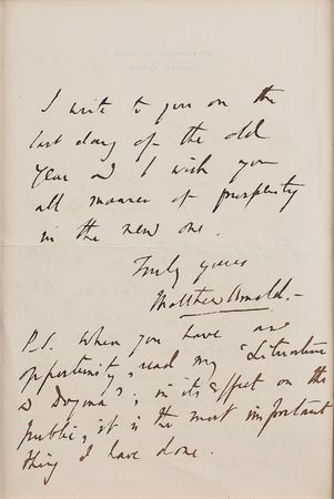 Lot #527 Matthew Arnold Handwritten Letter Signed - Image 2