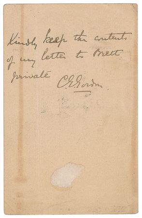 Lot #274 Charles ?Chinese? Gordon Signed Note - Image 1