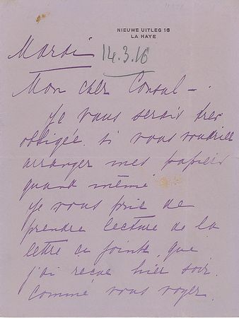 Lot #146 Mata Hari: A year before the famous spy is nabbed: thoughts of an outfit needed to dance a minuet and of a Frenchman ?whom I fear wounded or dead and who loved me a lot? - Image 1
