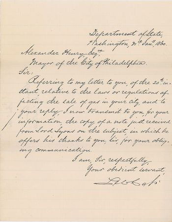 Lot #156 Lewis Cass Signed Letter - Image 1