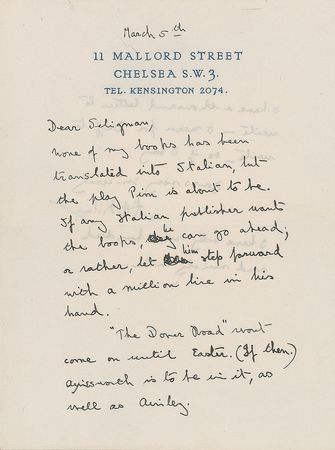 Lot #512 A. A. Milne Handwritten Letter Signed - Image 1