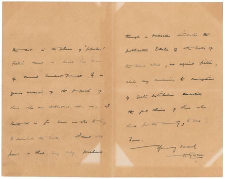 Lot #523 H. G. Wells Handwritten Letter Signed - Image 2