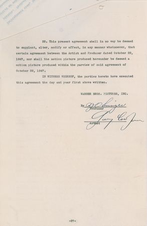 Lot #817 Gary Cooper Signed Document - Image 1