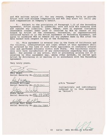 Lot #724 Kansas Signed Document - Image 1
