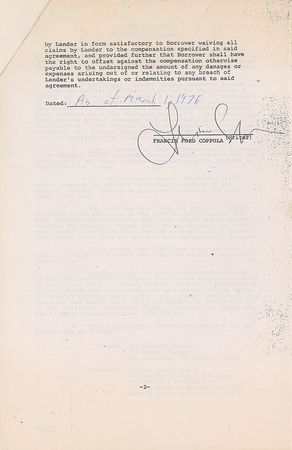 Lot #818 Francis Ford Coppola Signed Document - Image 1