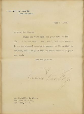 Lot #54 Calvin Coolidge Typed Letter Signed - Image 2