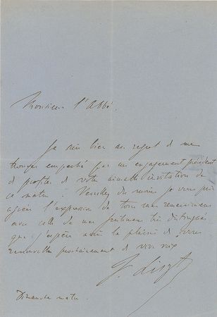 Lot #625 Franz Liszt Handwritten Letter Signed - Image 1