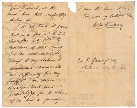 Lot #601 William Makepeace Thackeray Handwritten Letter Signed - Image 2