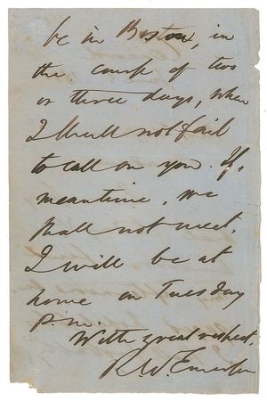 Lot #487 Ralph Waldo Emerson Handwritten Letter Signed - Image 2