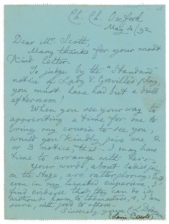 Lot #484 Charles L. Dodgson: Lewis Carroll writes to the controversial critic: 