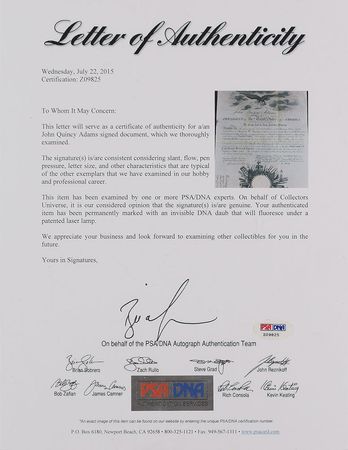 Lot #6 John Quincy Adams Signed Document - Image 3