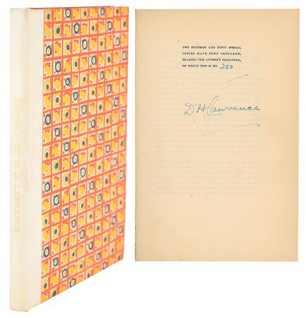 Lot #508 D. H. Lawrence: Lawrence signs a limited edition of his 1929 controversial collection, Pansies - Image 1