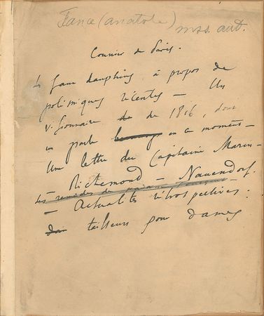 Lot #490 Anatole France Signed Manuscript - Image 3