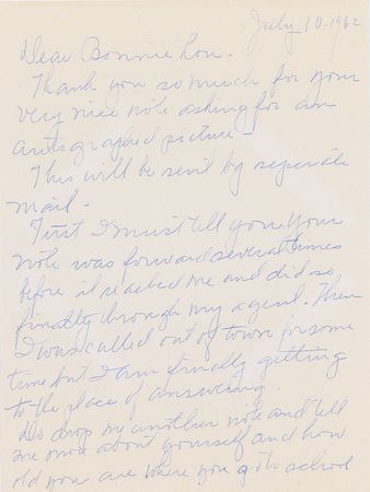 Lot #799 Andy Griffith Show: Cheerio Meredith Handwritten Letter Signed - Image 1