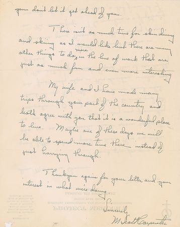 Lot #361 Scott Carpenter: Early letter from Carpenter on centrifuge training—