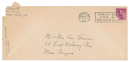 Lot #361 Scott Carpenter: Early letter from Carpenter on centrifuge training—