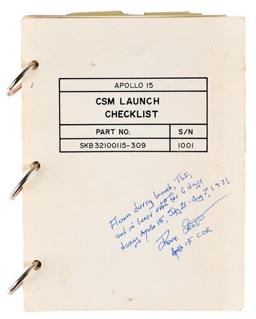 Lot #2329 Dave Scott's Lunar Orbit-Flown Apollo 15 CSM Launch Checklist - Image 9