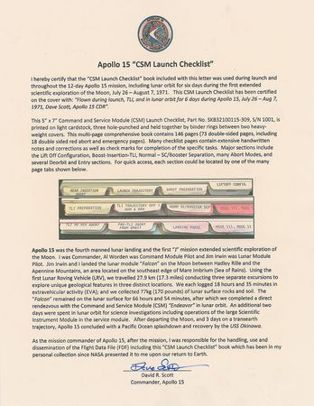 Lot #2329 Dave Scott's Lunar Orbit-Flown Apollo 15 CSM Launch Checklist - Image 14