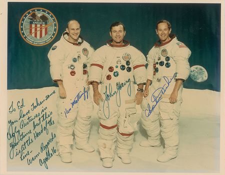 Lot #2024  Apollo 16 Signed Photograph - Image 1