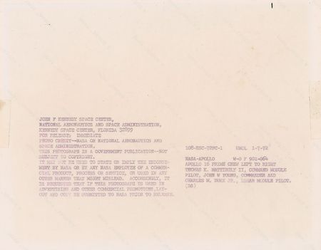 Lot #2024  Apollo 16 Signed Photograph - Image 2