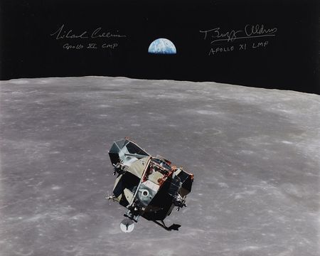 Lot #2371 Buzz Aldrin and Michael Collins Signed Photograph - Image 1