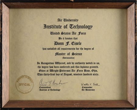 Lot #2251 Donn Eisele's United States Air Force Master's Degree - Image 2