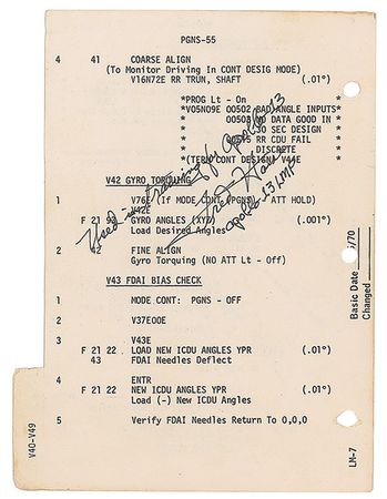 Lot #2310 James Lovell and Fred Haise Signed Checklist Page - Image 3