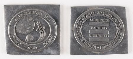 Lot #2314  Apollo 14 Robbins Medal and Uncut Lead Strikes - Image 1