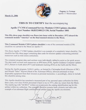Lot #2347 Gene Cernan's Apollo 17 Flown CSM Updates - Image 9