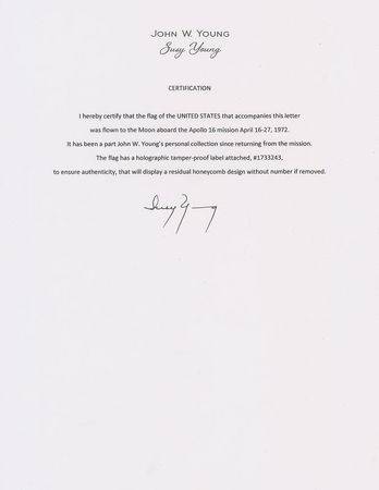 Lot #2336 John Young's Apollo 16 Flown American Flag - Image 2