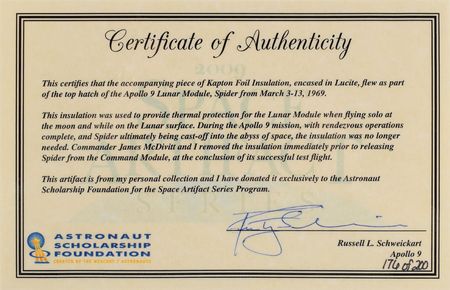 Lot #2259  Apollo 9 Flown Kapton Foil Display - Image 6