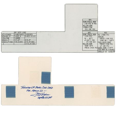 Lot #2308 Fred Haise Signed Apollo 13 Training Cue Card - Image 1