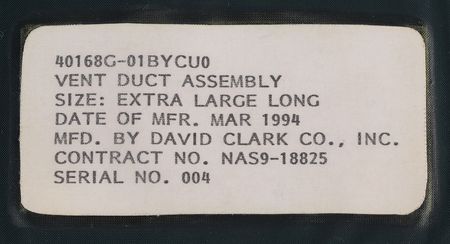 Lot #2600  Space Shuttle Advanced Crew Escape Suit Vent Duct Assembly - Image 3