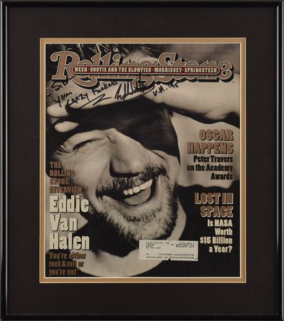 Lot #739 Boston: Sib Hashian's Rolling Stone Magazine Signed by Eddie Van Halen Magazine - Image 1