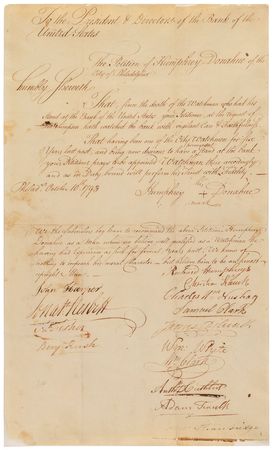 Lot #217 Benjamin Rush: Rush accedes to the appeal of a watchman for the Bank of the United States - Image 1