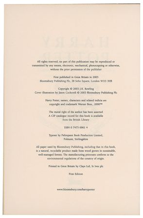 Lot #643 J. K. Rowling: Deluxe first edition set of Harry Potter novels - Image 5