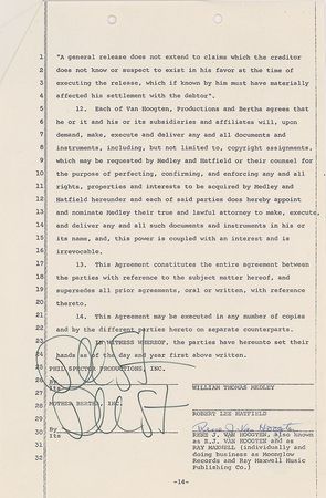 Lot #867 Phil Spector Signed Document - Image 1