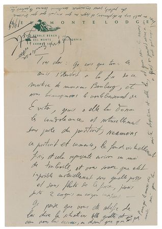 Lot #528 Salvador Dali: Dali signs and sketches for an injured friend, coupled with a 1949 handwritten letter mentioning Evita Peron - Image 1