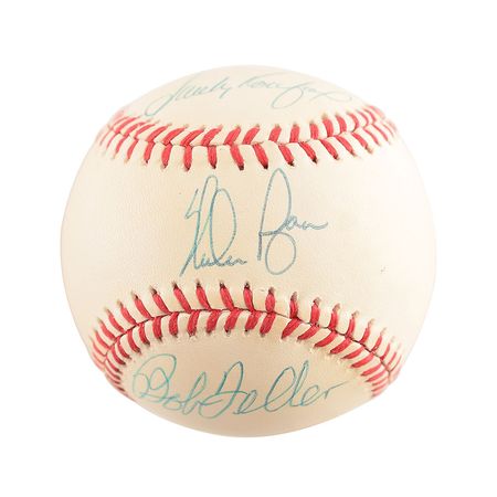 Lot #1112 Sandy Koufax, Nolan Ryan, and Bob Feller Baseball - Image 2